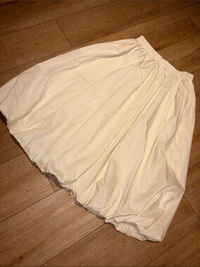 All:Row Light Cream Gathered Bubble Midi Skirt